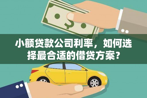 企石小额贷款公司利率，如何选择最合适的借贷方案？