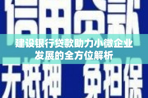 企石建设银行贷款助力小微企业发展的全方位解析