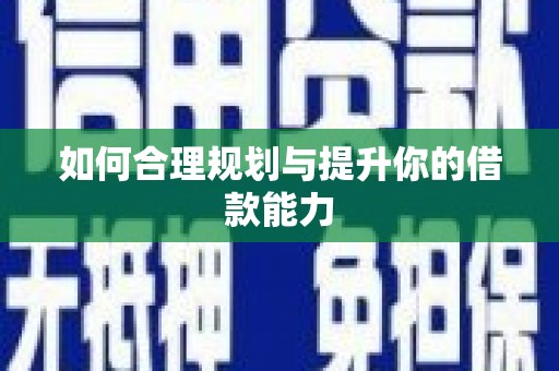 企石如何合理规划与提升你的借款能力