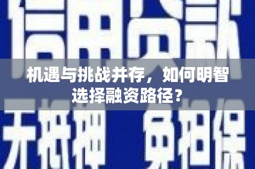 企石机遇与挑战并存，如何明智选择融资路径？